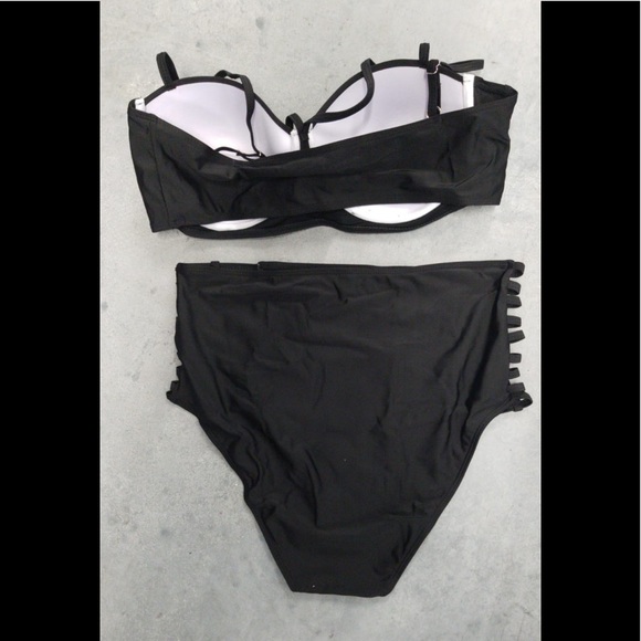 BLACK plus size high waist woman swimsuit - Picture 4 of 6